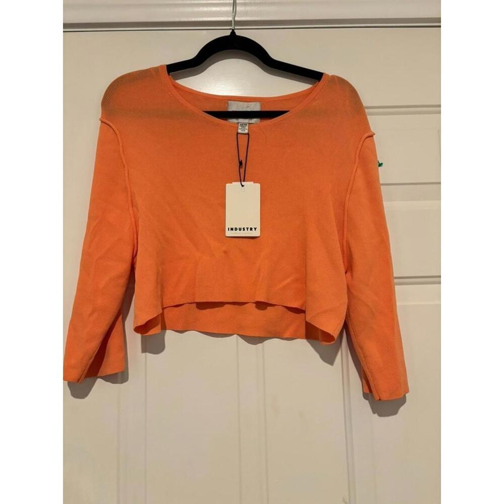 Industry orange cropped women's stretch long sleeve sweater sz XS #1629 new tags
